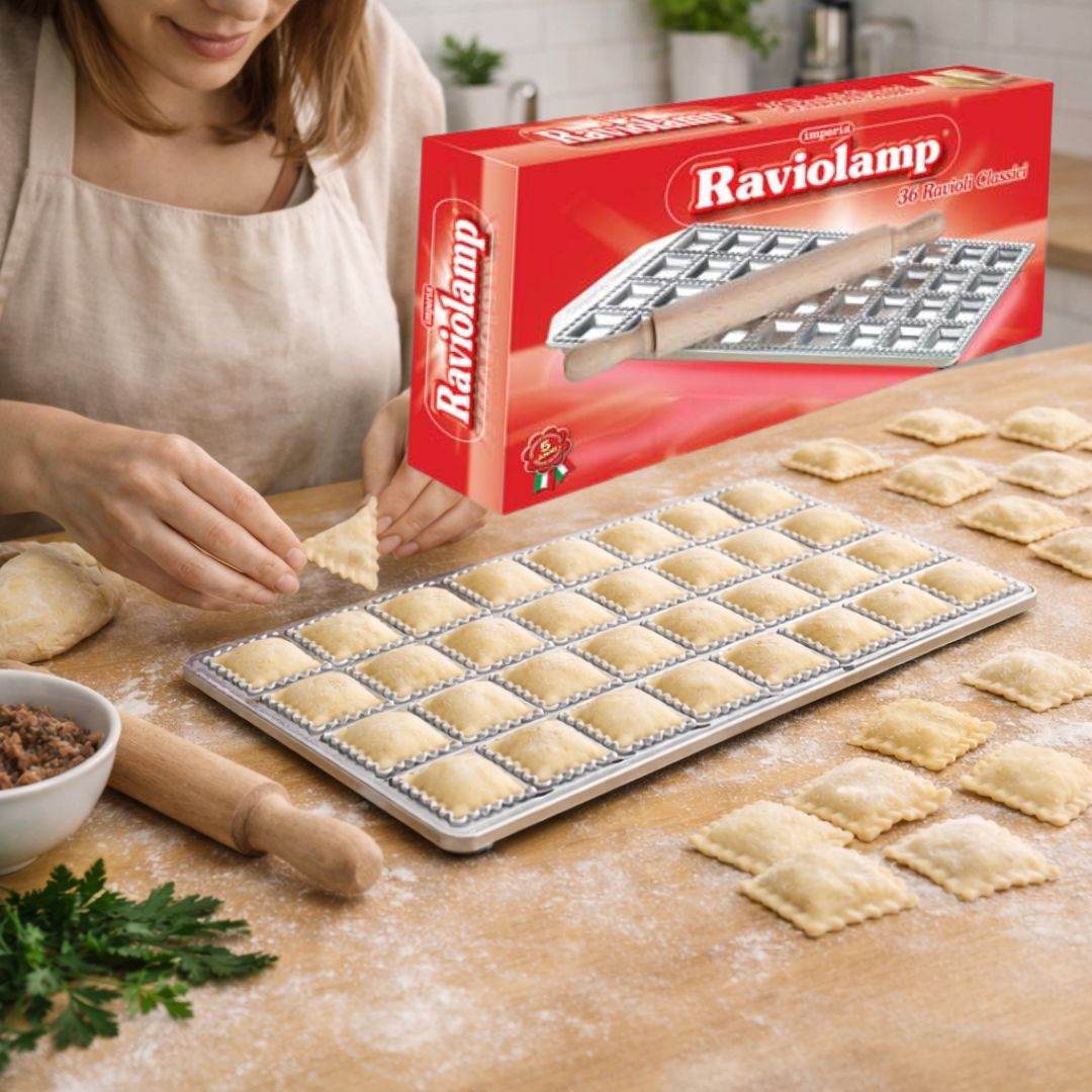 IMPERIA Raviolamp – Stampo 36 ravioli classici con mattarello 34×34mm