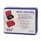 METAL CASH BOX – Cassetta portavalori in metallo con vassoio monete e 2 chiavi (25×20×9 cm)