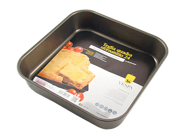 TEGLIA QUADRATA SFORNATUTTO VESPA 25x25x5,4H. Antiaderente e 100% alluminio