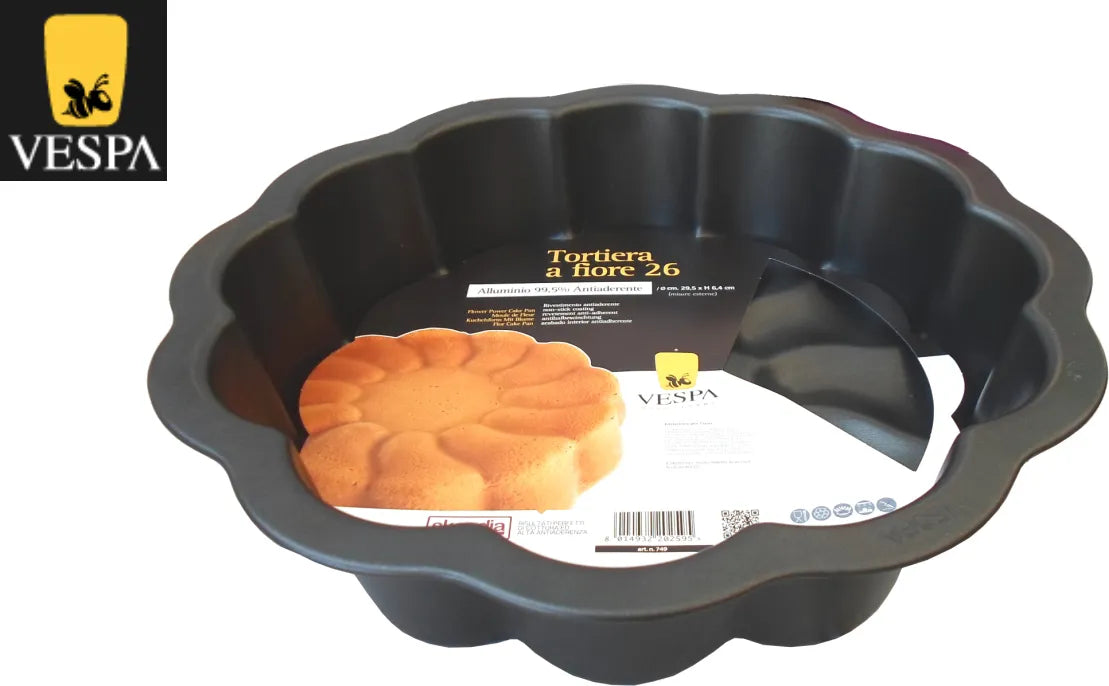 TORTIERA A FIORE VESPA 26 CM. 29,5x6,4H. Antiaderente e 99,5% Alluminio.