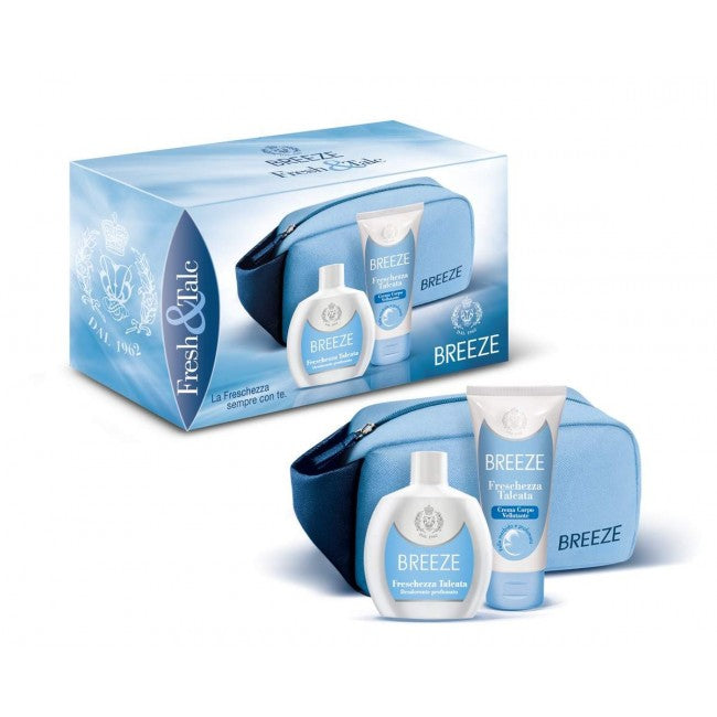 Breeze Cofanetto Fresh & Talc – Crema Corpo 150 ml + Deodorante 100 ml + Pochette