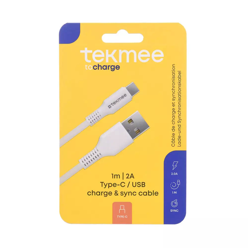 Cavo USB-A a Lightning 1m Tekmee – Cavo Ricarica e Trasferimento Dati per iPhone e iPad e Android