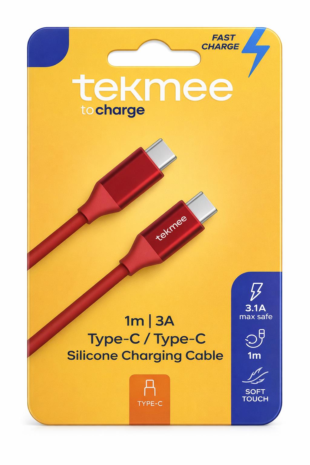 Cavo USB-C Tekmee 1m 60W in Silicone – Ricarica Rapida e Trasferimento Dati