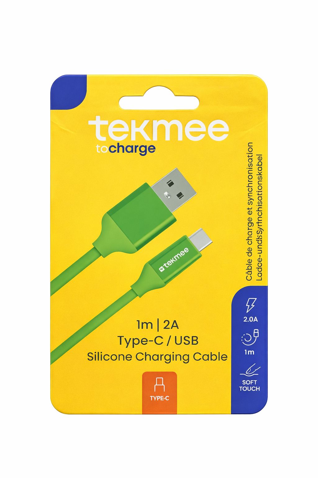 Cavo di Ricarica USB a Type-C Tekmee 1m 2A in Silicone – Fast Charge Soft Touch