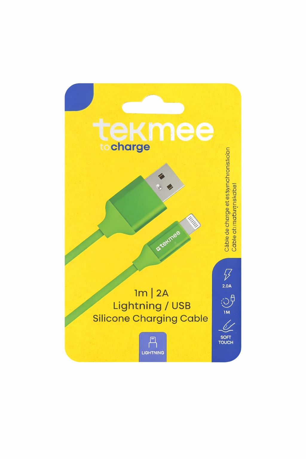 Cavo di Ricarica USB Tekmee 1m in Silicone Luminoso – Cavo Dati e Ricarica per Smartphone