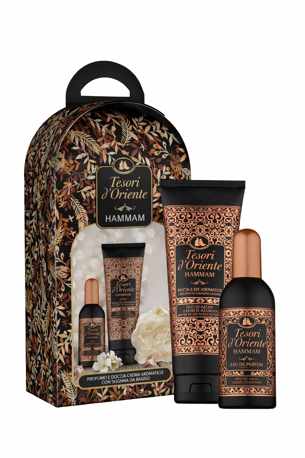 Tesori d’Oriente Cofanetto Regalo Profumo 100 ml + Doccia Crema + Spugna – Set Benessere Corpo