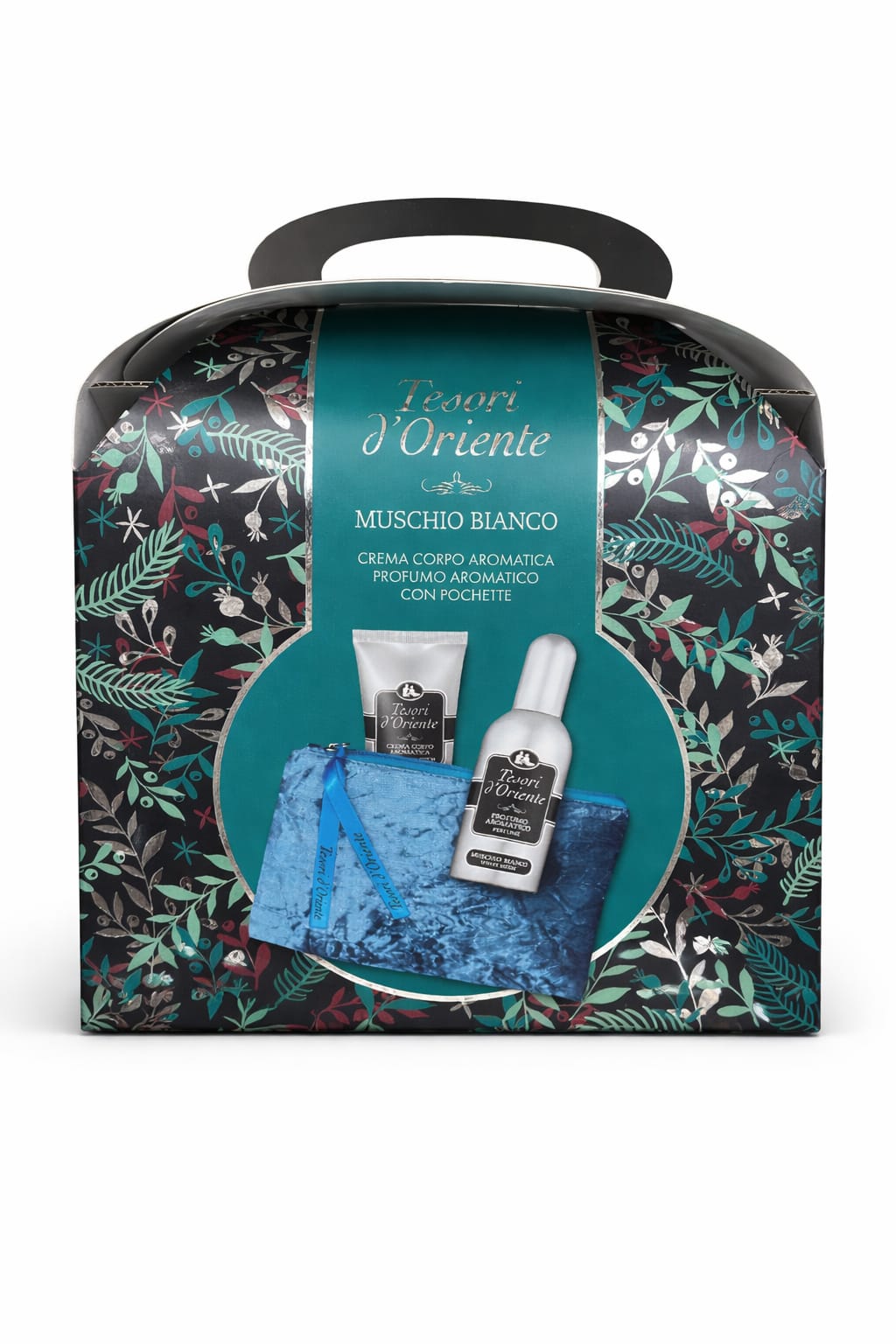 Tesori d’Oriente Muschio Bianco Cofanetto Regalo Uomo Profumo 100 ml + Docciashampoo + Docciacrema con Trousse