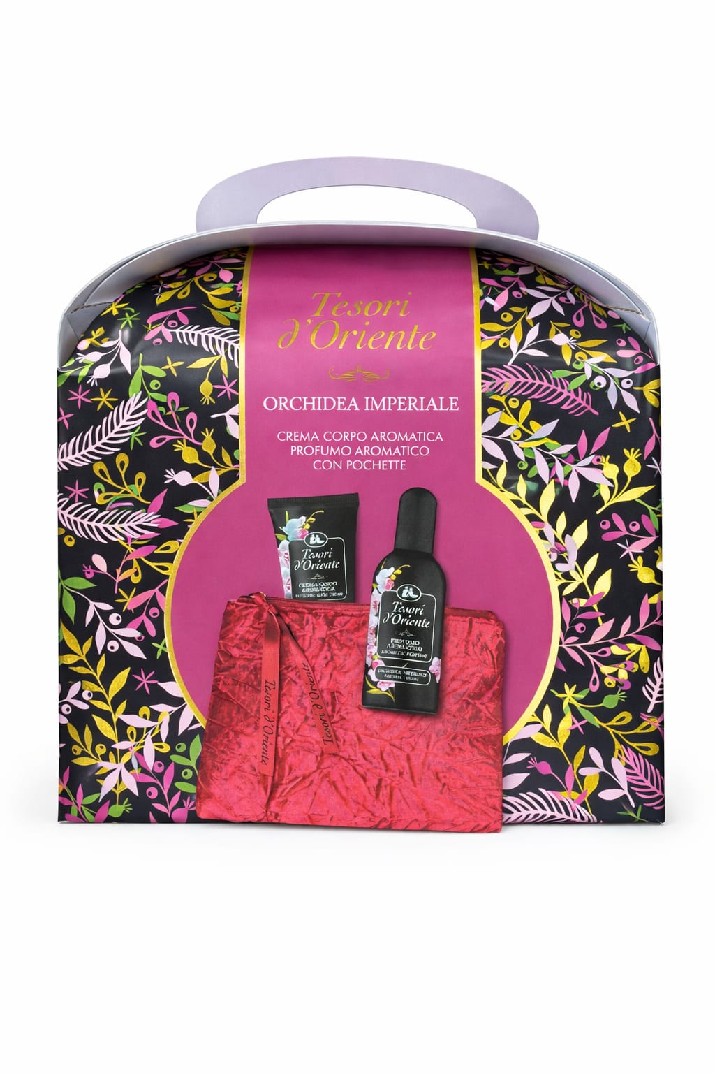 Tesori d’Oriente Orchidea Imperiale – Set Regalo Profumo Aromatico e Crema Corpo con Pochette
