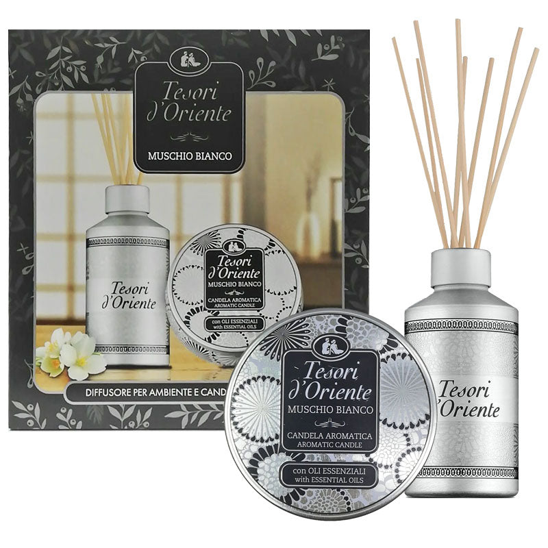 Set Regalo Profumo Casa Tesori d’Oriente Ayurveda – Diffusore Ambiente 200 ml + Candela Aromatica 109 g