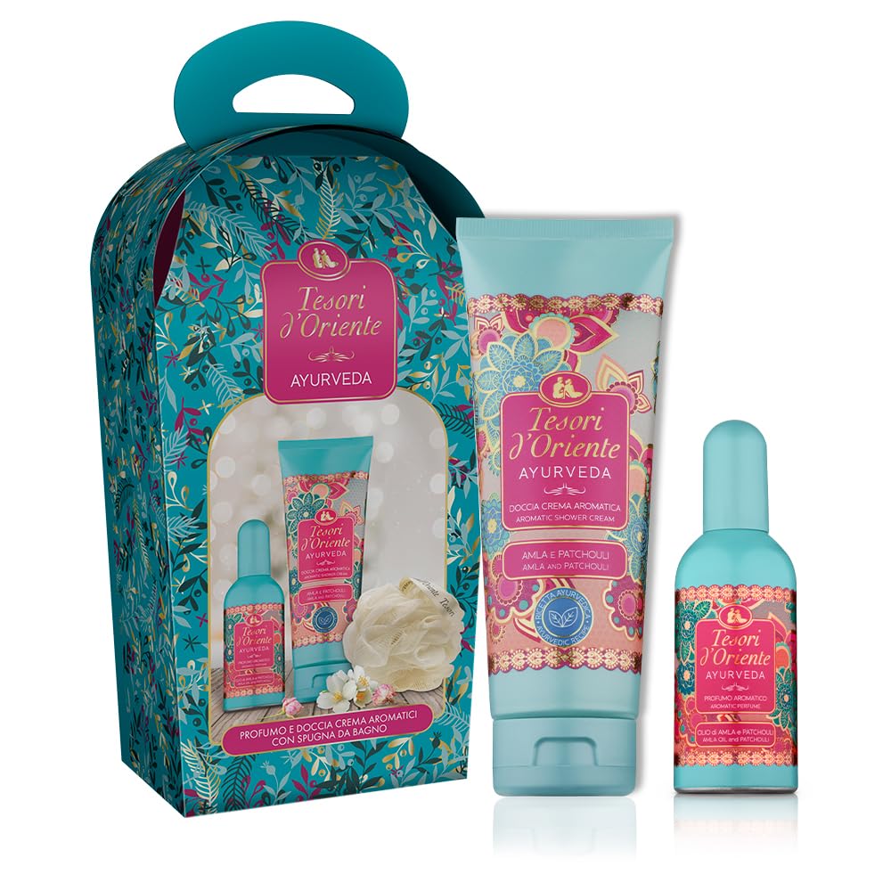 Tesori d’Oriente Ayurveda Set Regalo Profumo + Doccia Crema + Spugna Bagno