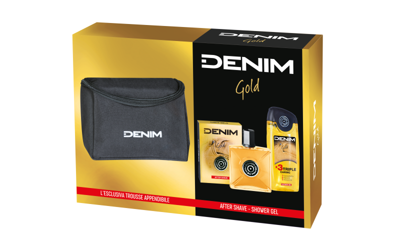 Set Regalo Uomo DENIM Gold – After Shave, Deo Spray e Shower Gel