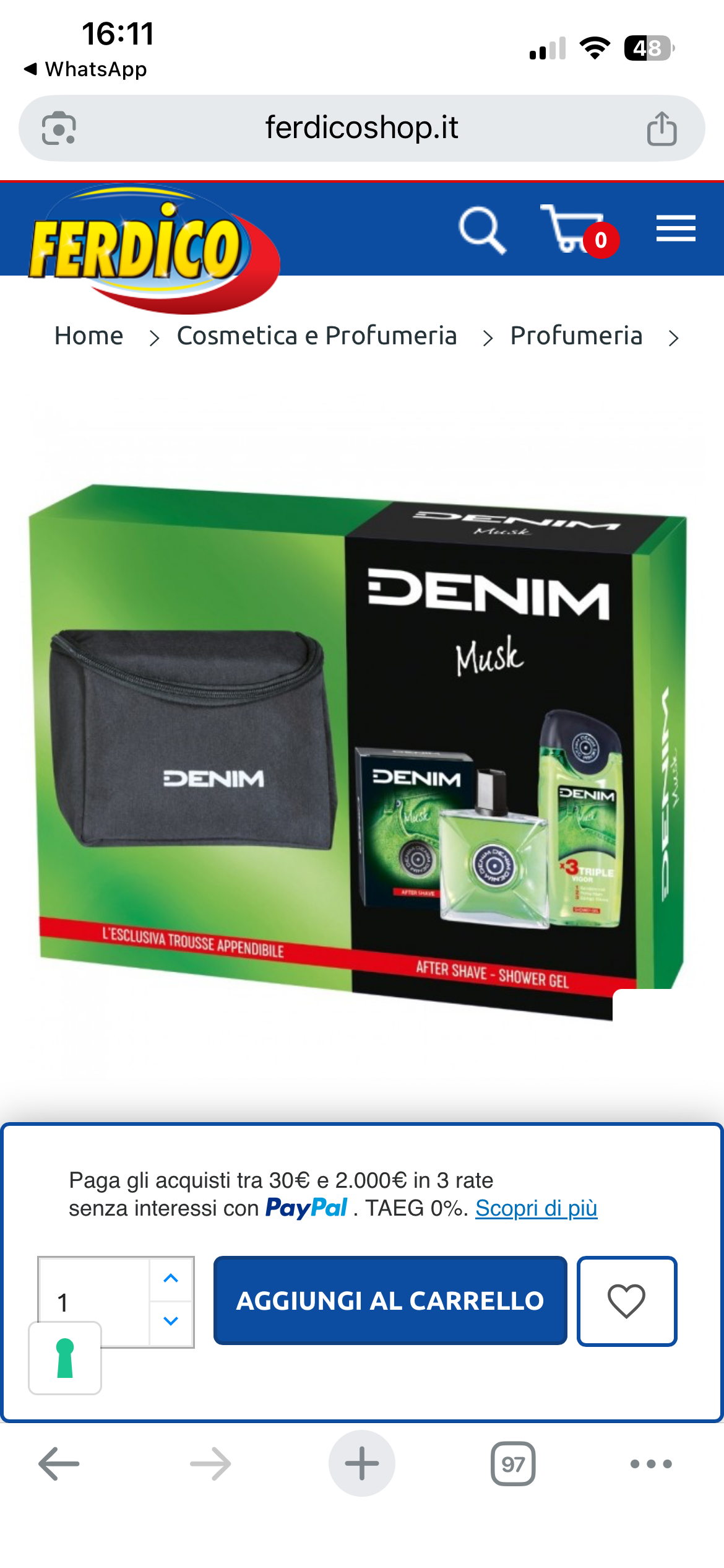 Set regalo uomo Denim Music – After Shave + Shower Gel con beauty case