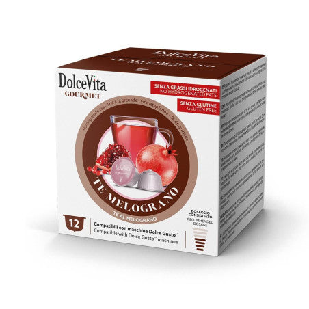 Capsule Tè al Melograno DolceVita Gourmet compatibili Dolce Gusto – 12 capsule, vegano e senza glutine
