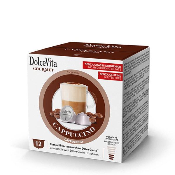DolceVita Gourmet Cappuccino – Capsule compatibili Dolce Gusto (12 pezzi, senza glutine, senza grassi idrogenati)