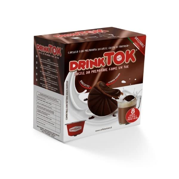 DrinkTok Capsule Solubili – Bevanda Dolce al Gusto Nocciola / Biscotto e Cacao (Compatibile Sistema Dolce Gusto)