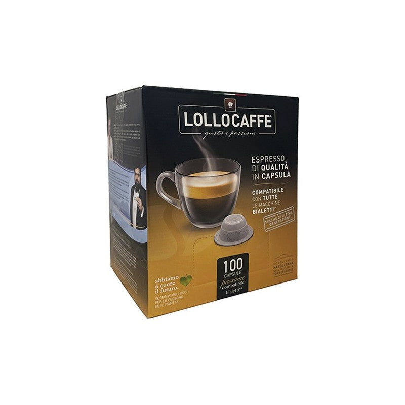 Capsule caffè Lollo compatibili con Bialetti miscela Oro – 100 capsule