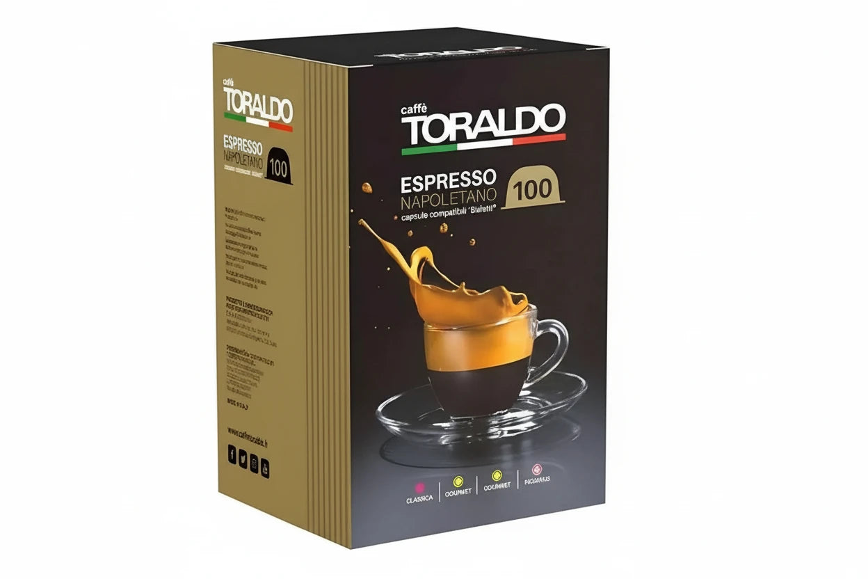 Capsule Caffè Toraldo Miscela Cremosa Compatibili Bialetti – 100 Capsule - Espresso Intenso con Crema Ricca