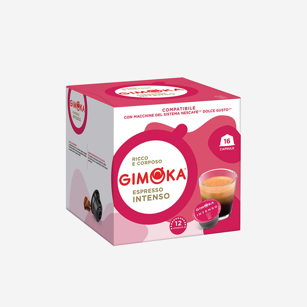 Capsule Caffè Gimoka Espresso Intenso Compatibili Dolce Gusto – 16 Capsule, Gusto Ricco e Corposo