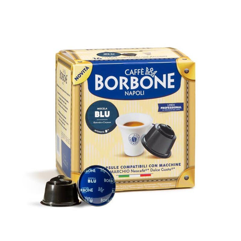 Capsule Caffè Caffè Borbone Miscela Blu Compatibili Dolce Gusto – 16 Capsule, Gusto Equilibrato e Cremoso