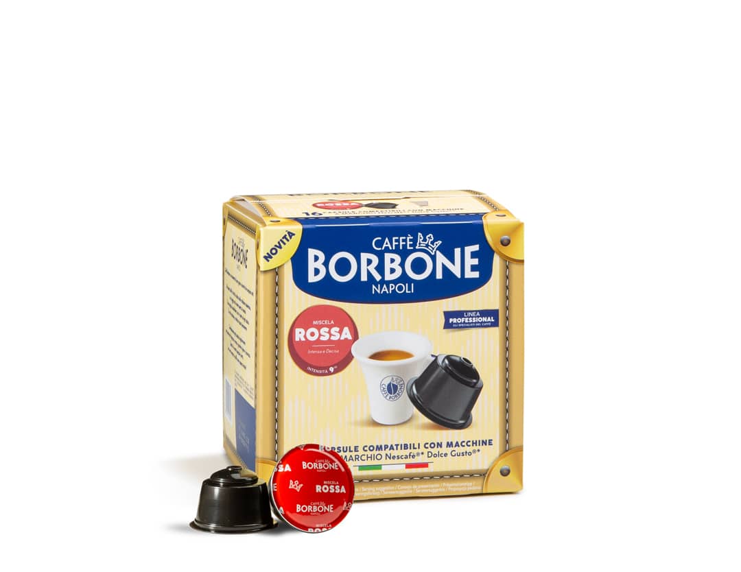 Caffè Borbone Napoli Miscela Rossa – 16 Capsule Compatibili Dolce Gusto – Gusto Intenso