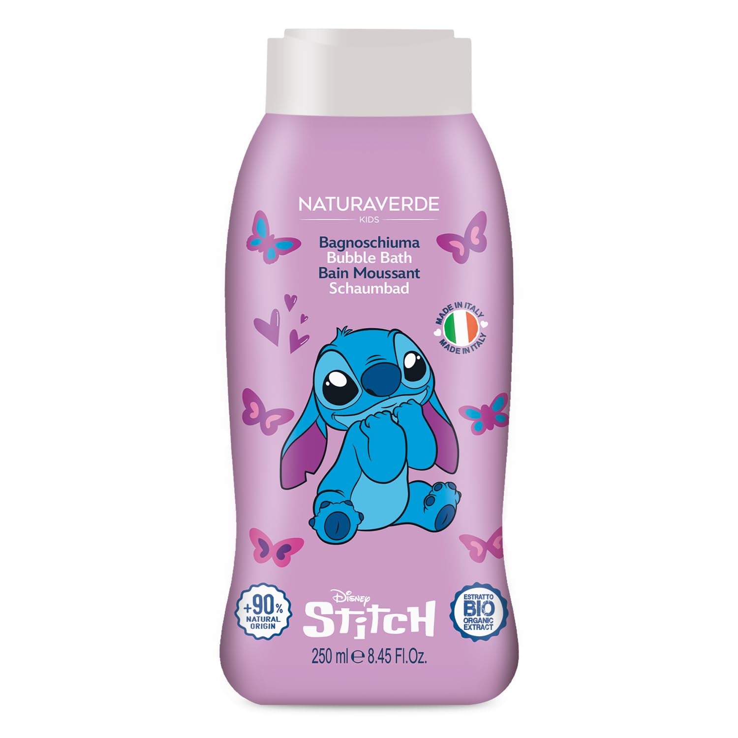 Naturaverde Kids Bagnoschiuma Bubble Bath Disney Stitch – Delicato e Profumato per Bambini (250 ml)
