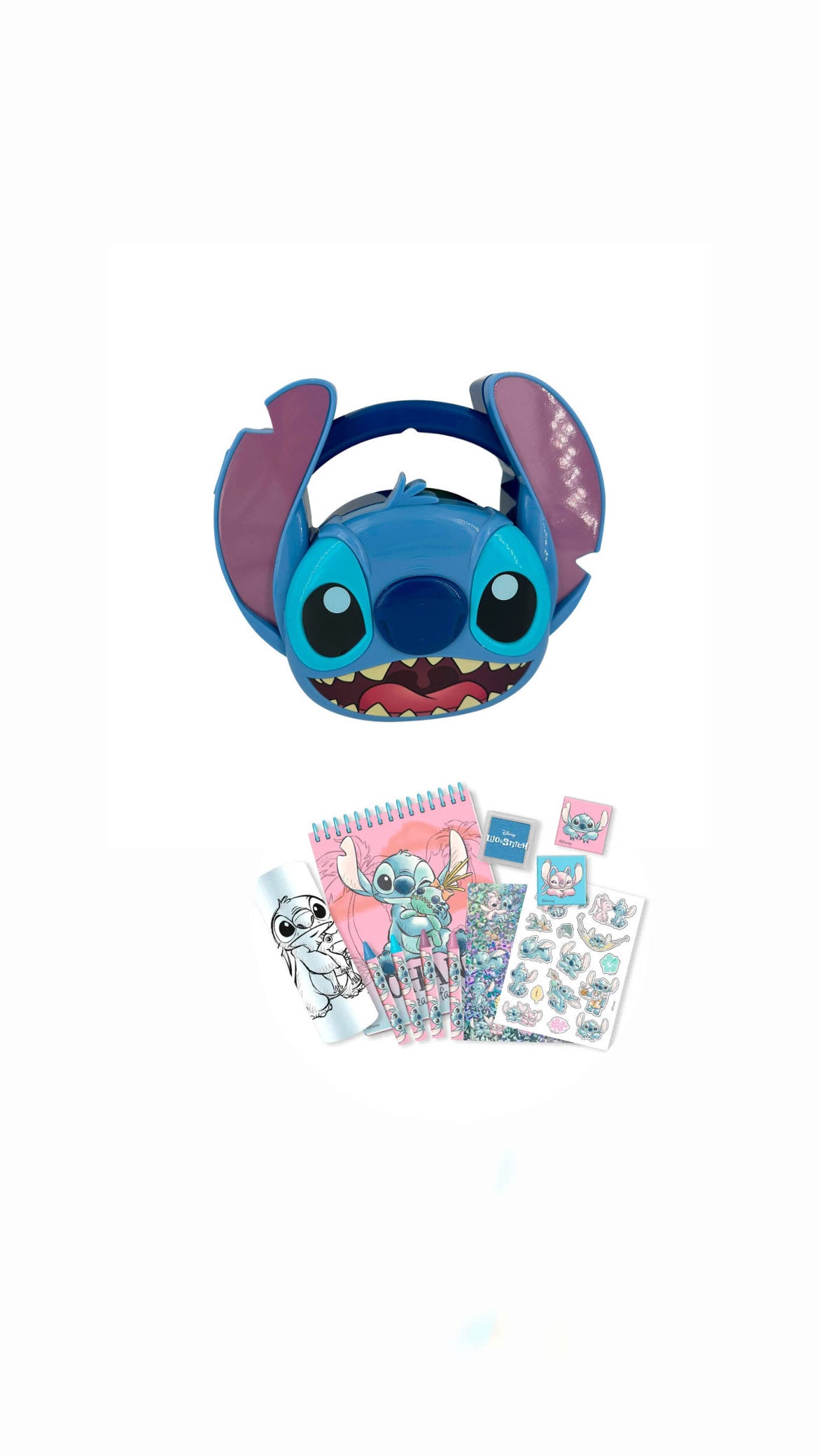 Set creativo Disney Stitch con astuccio rigido portatile – blocco, sticker e timbri