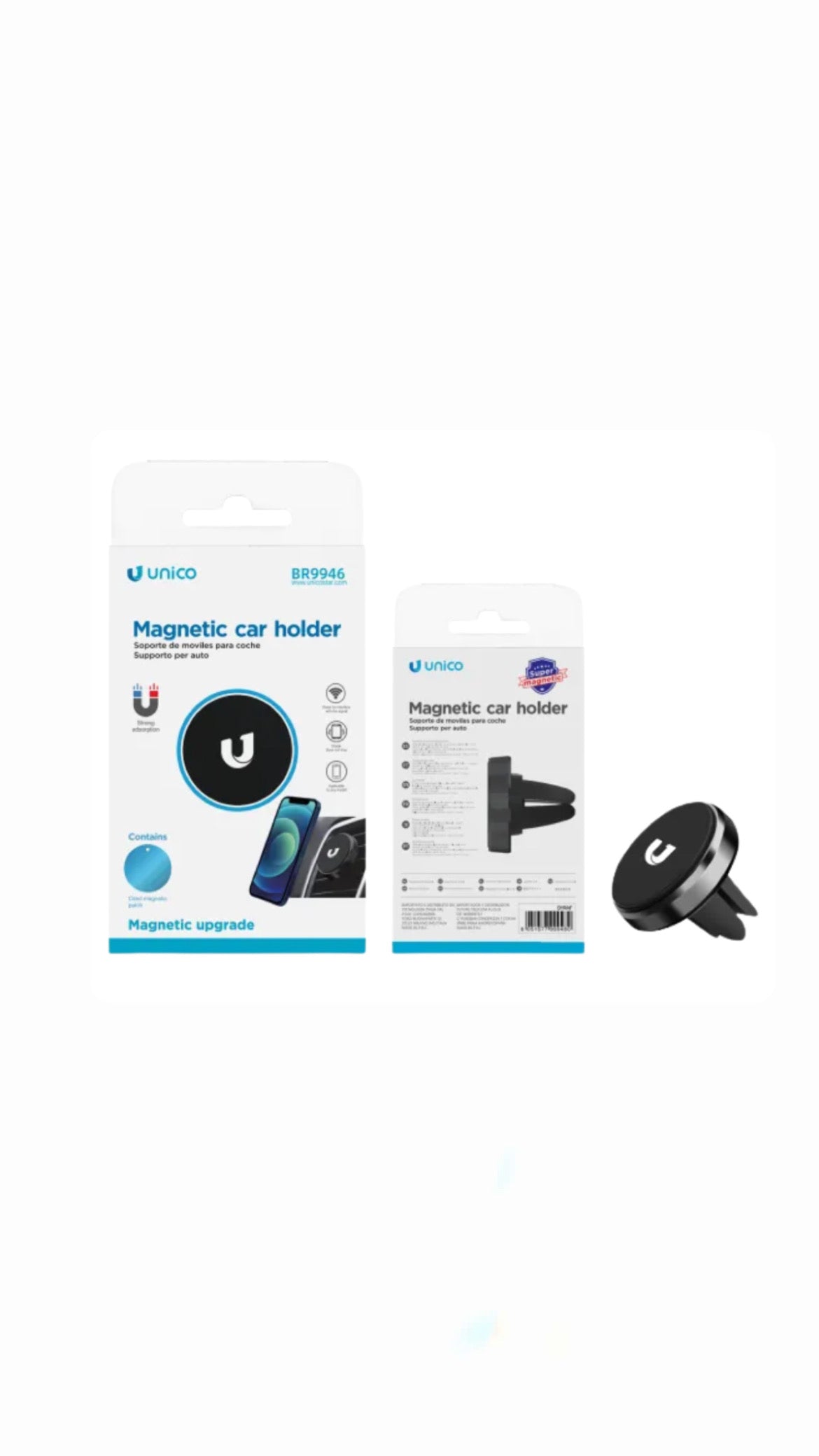 Supporto Magnetico Universale per Auto Unico BR9946 – Porta Smartphone Compatto, Rotazione 360° e Fissaggio Sicuro