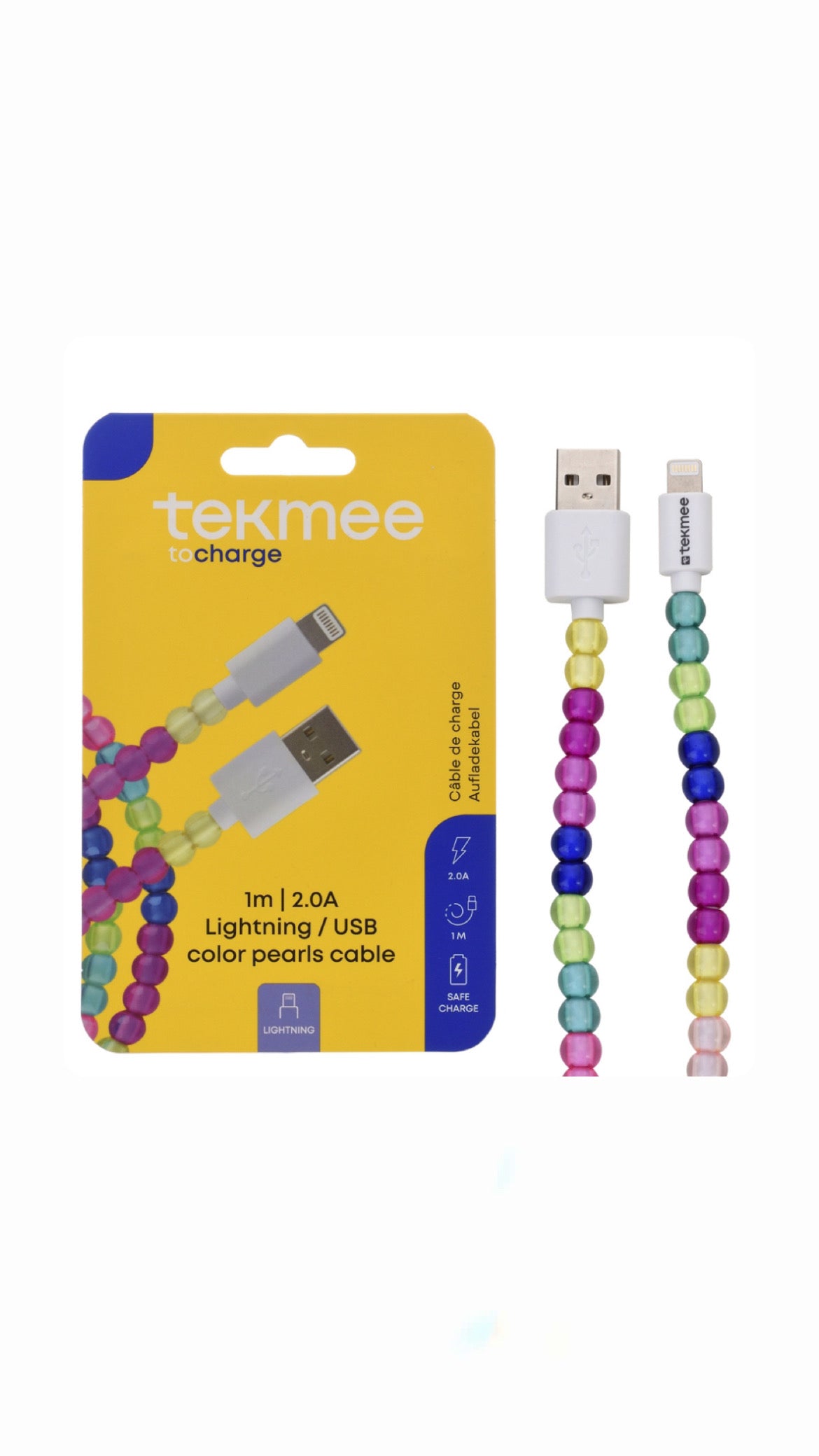 Cavo di ricarica USB-C a USB-C Tekmee Color Pearls 1m – Cavo dati e ricarica per smartphone e tablet