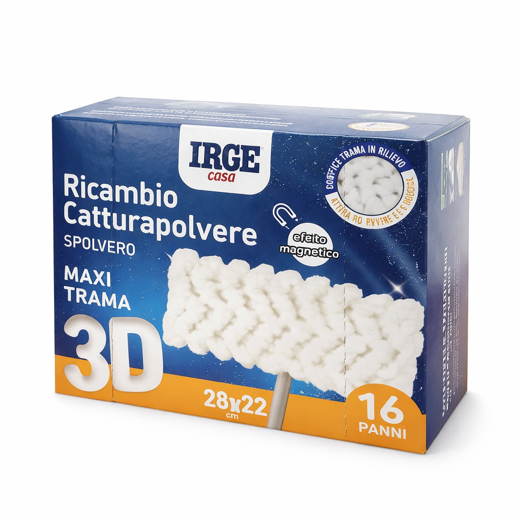 Ricambio Catturapolvere IRGE Casa Maxi Trama 28x22 cm – 16 Panni Elettrostatici