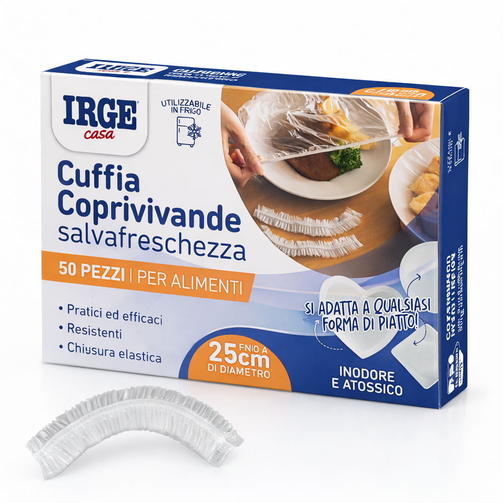 Cuffie Coprivivande Elastiche Salva Freschezza – 50 Pezzi, Riutilizzabili, Fino a 25 cm
