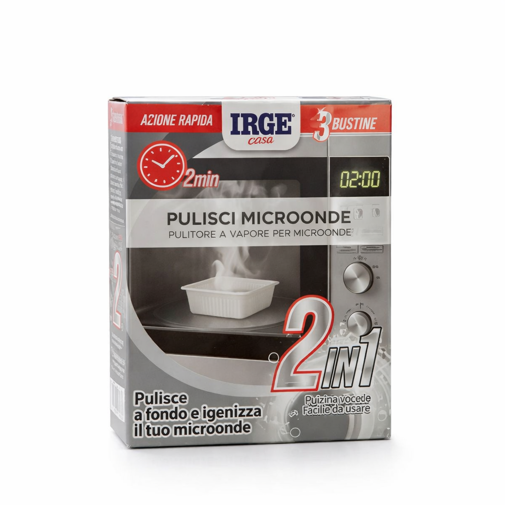 IRGE Casa Pulisci Microonde 2 in 1 – Pulitore a Vapore Rapido in 2 Minuti (3 Bustine)