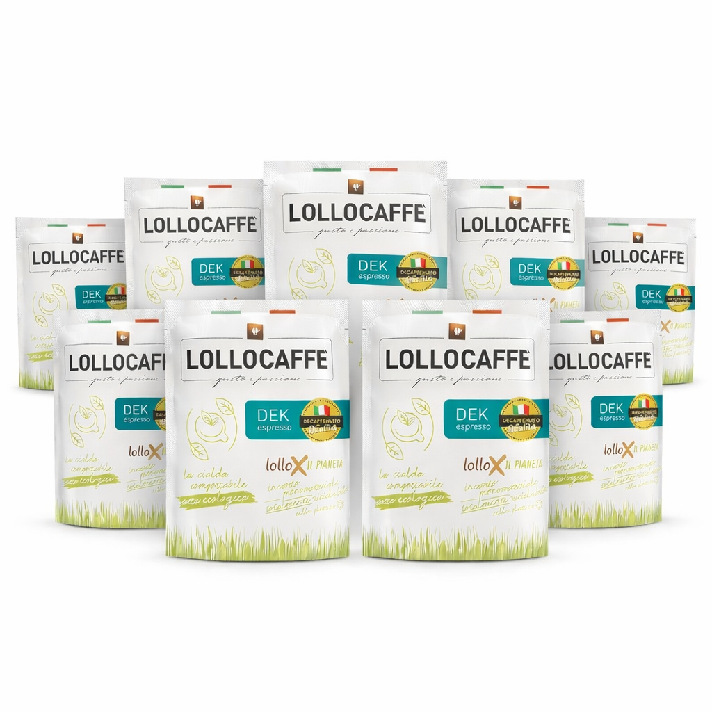 Capsule Caffè Lollo Caffè Dek Espresso – Decaffeinato Intenso e Naturale (10/20/40 Cialde)