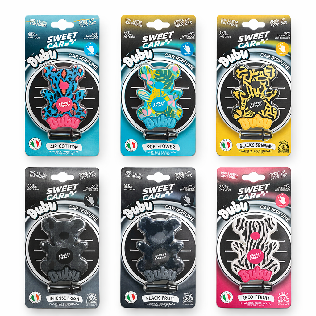 Profumatore Auto Sweet Car a Forma di Orsetto – Fragranze Assortite, Design Pop e Durata Fino a 30 Giorni