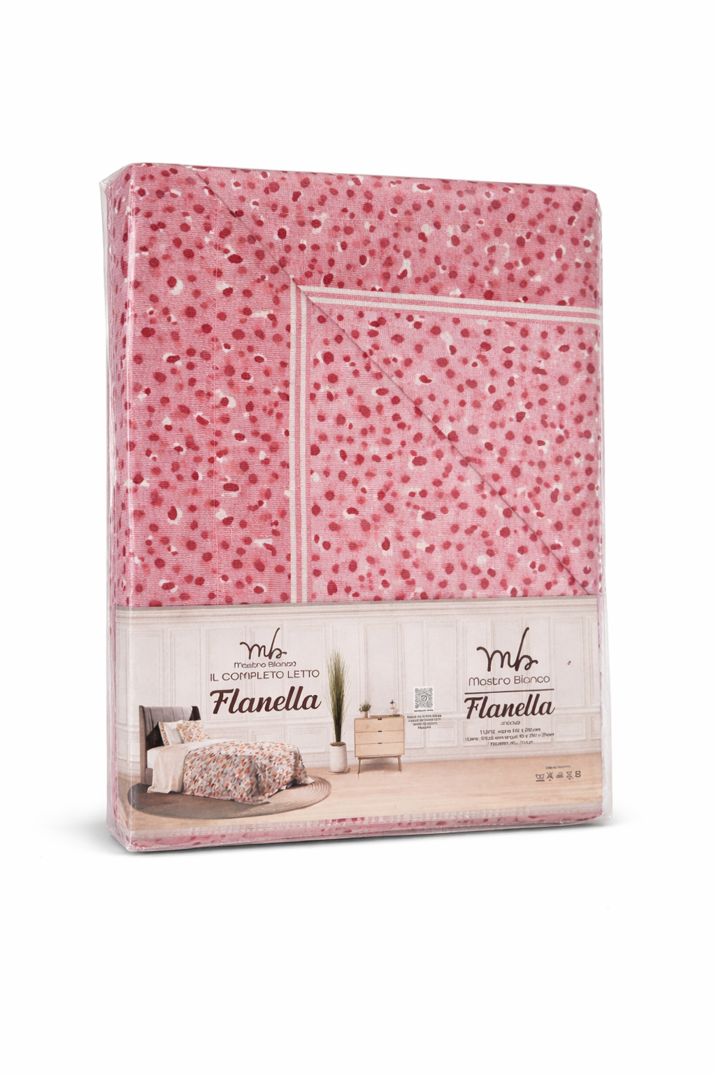 Completo Letto Flanella Singolo Mastro Bianco – Fantasia Rosa con Pois, Caldo e Morbido Inverno