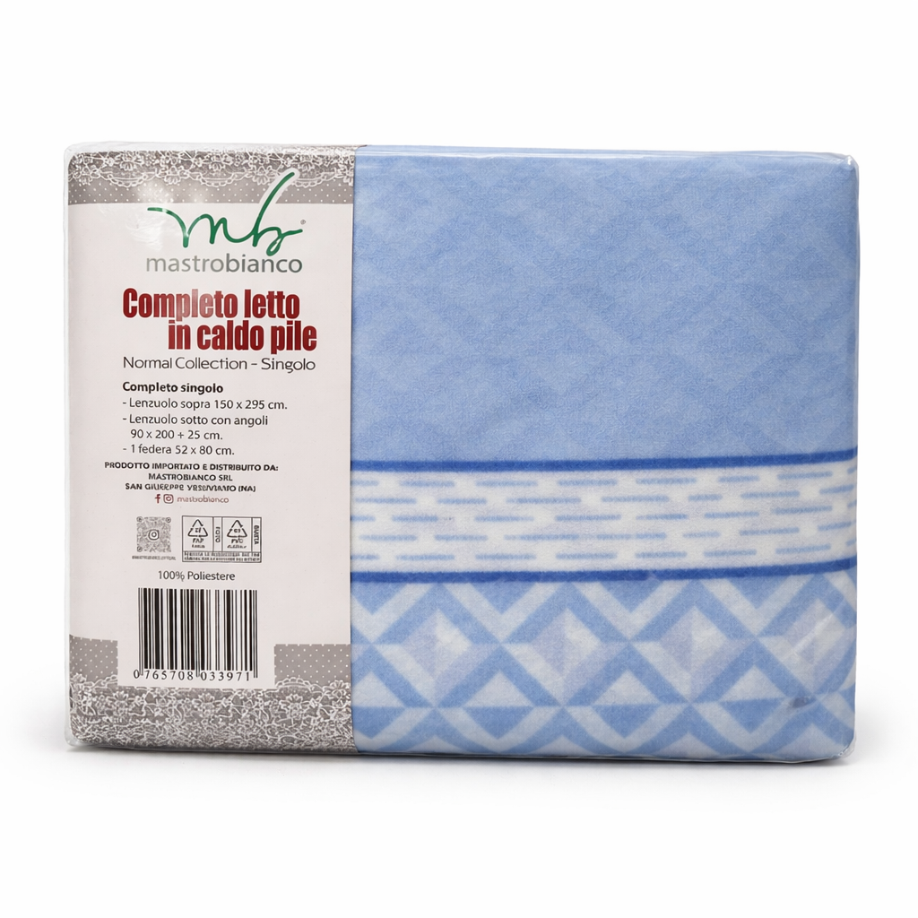 Completo letto singolo in caldo pile Mastrobianco – Morbido, caldo e resistente