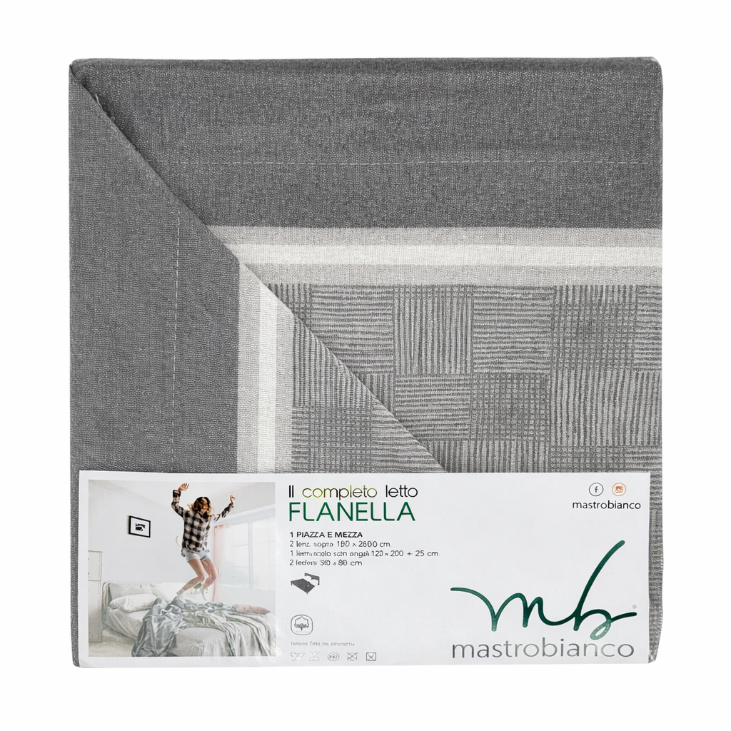 Completo Letto in Flanella 1 Piazza e Mezza – Caldo, Morbido e Stile Elegante