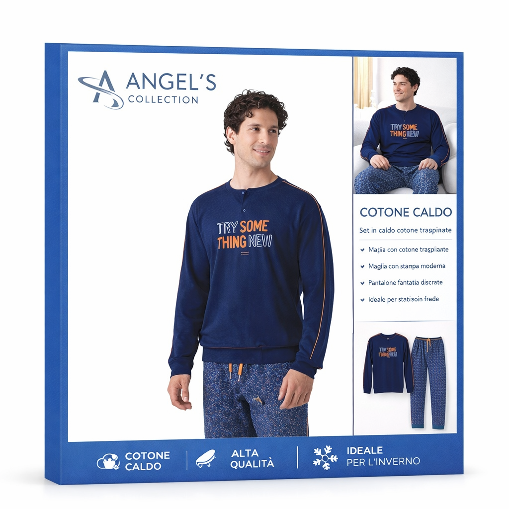 Pigiama Uomo in Cotone Caldo Angel’s Collection – Comfort e Stile per l’Inverno