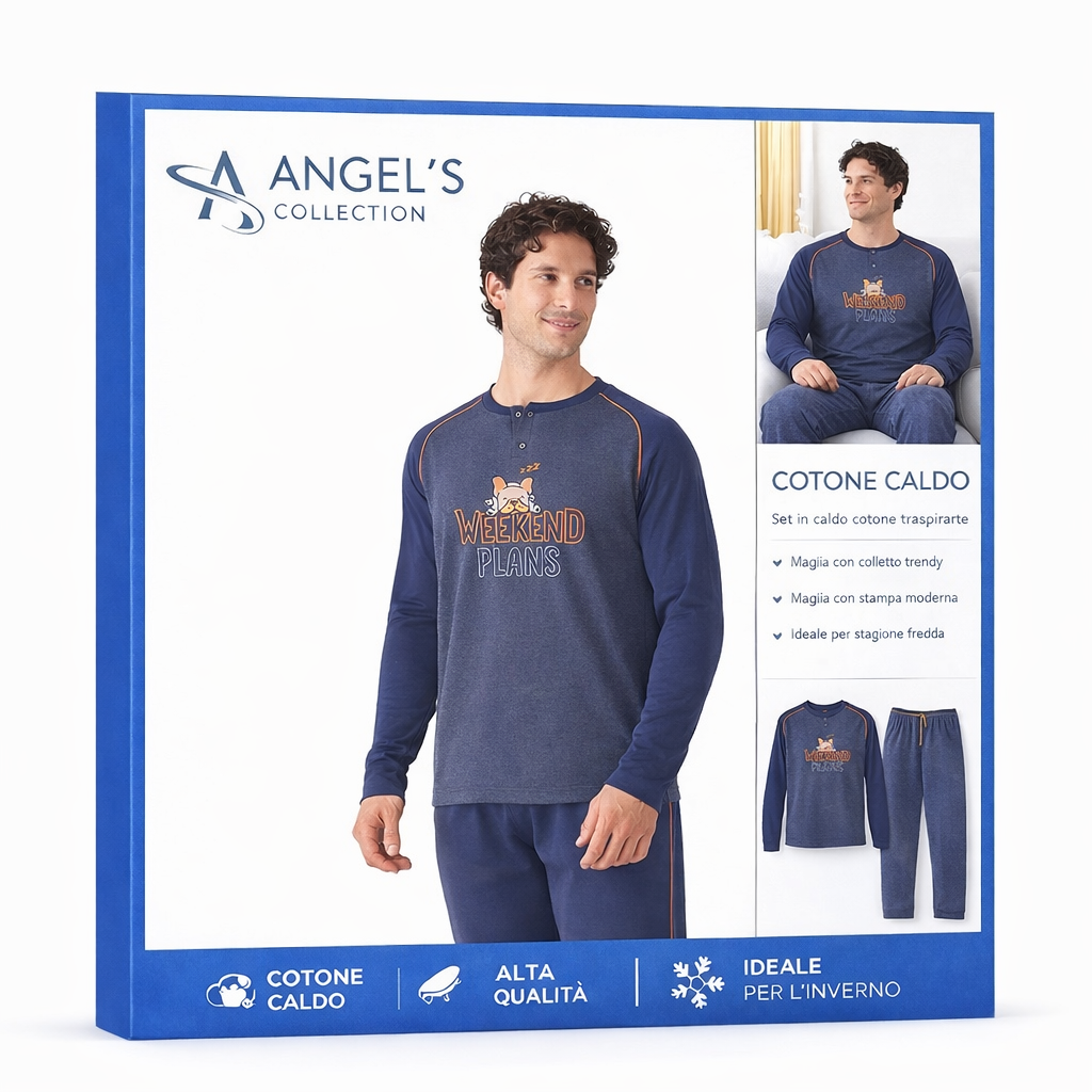 Pigiama Uomo in Cotone Caldo “Weekend Plans” – Angel’s Collection