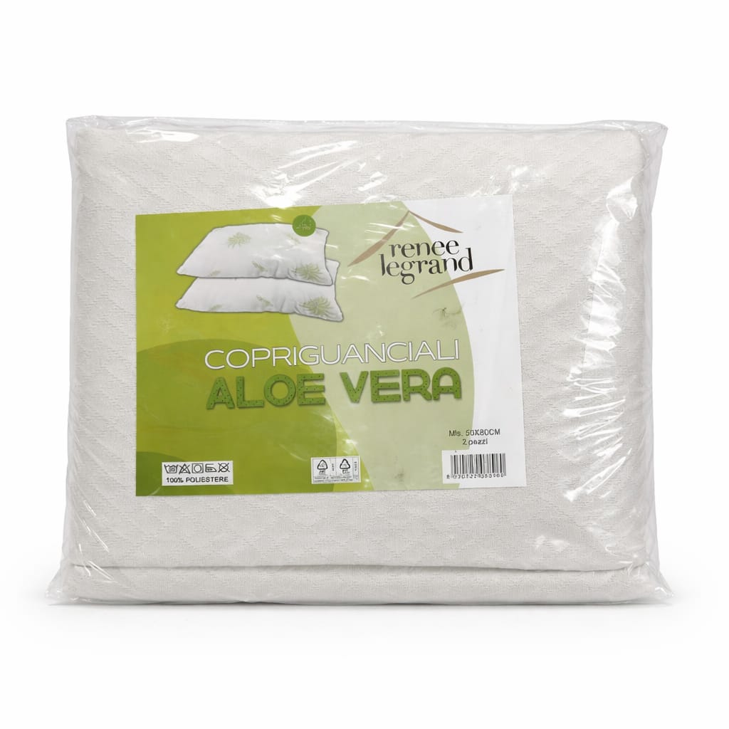 Copriguanciali Aloe Vera 50x80 cm (Set 2 pezzi) – Morbidi, Traspiranti e Anallergici