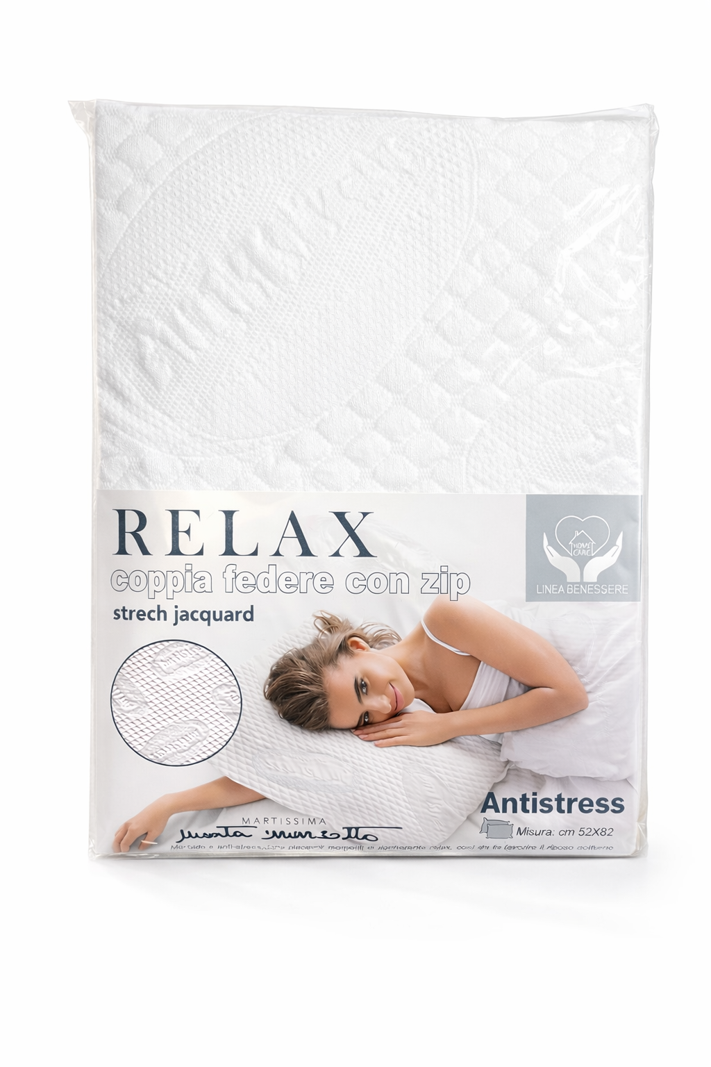 Coppia Federe Antistress con Zip in Tessuto Jacquard Stretch – 52x82 cm