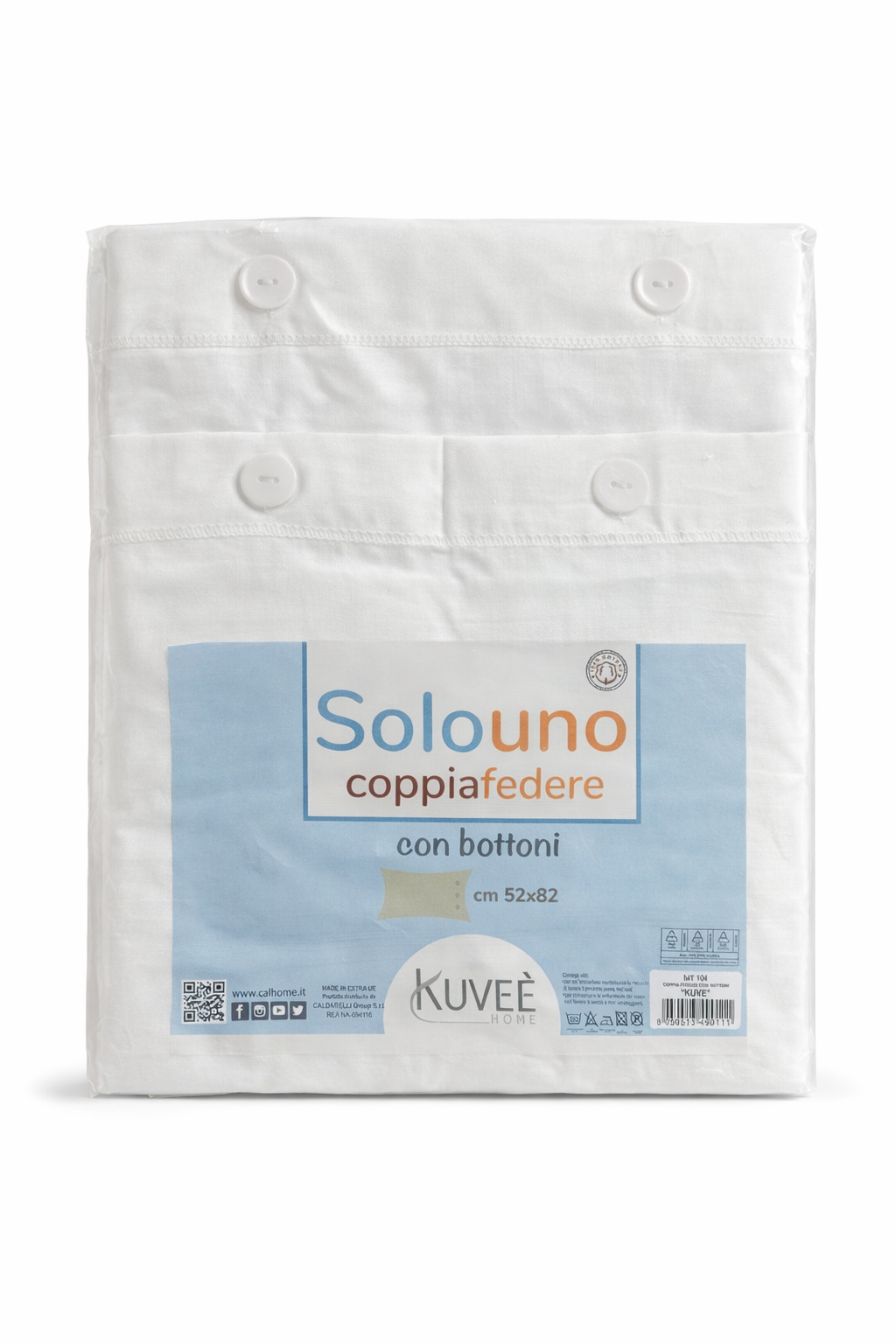 Coppia federe bianche con bottoni 52x82 cm – Kuveè Home SoloUno