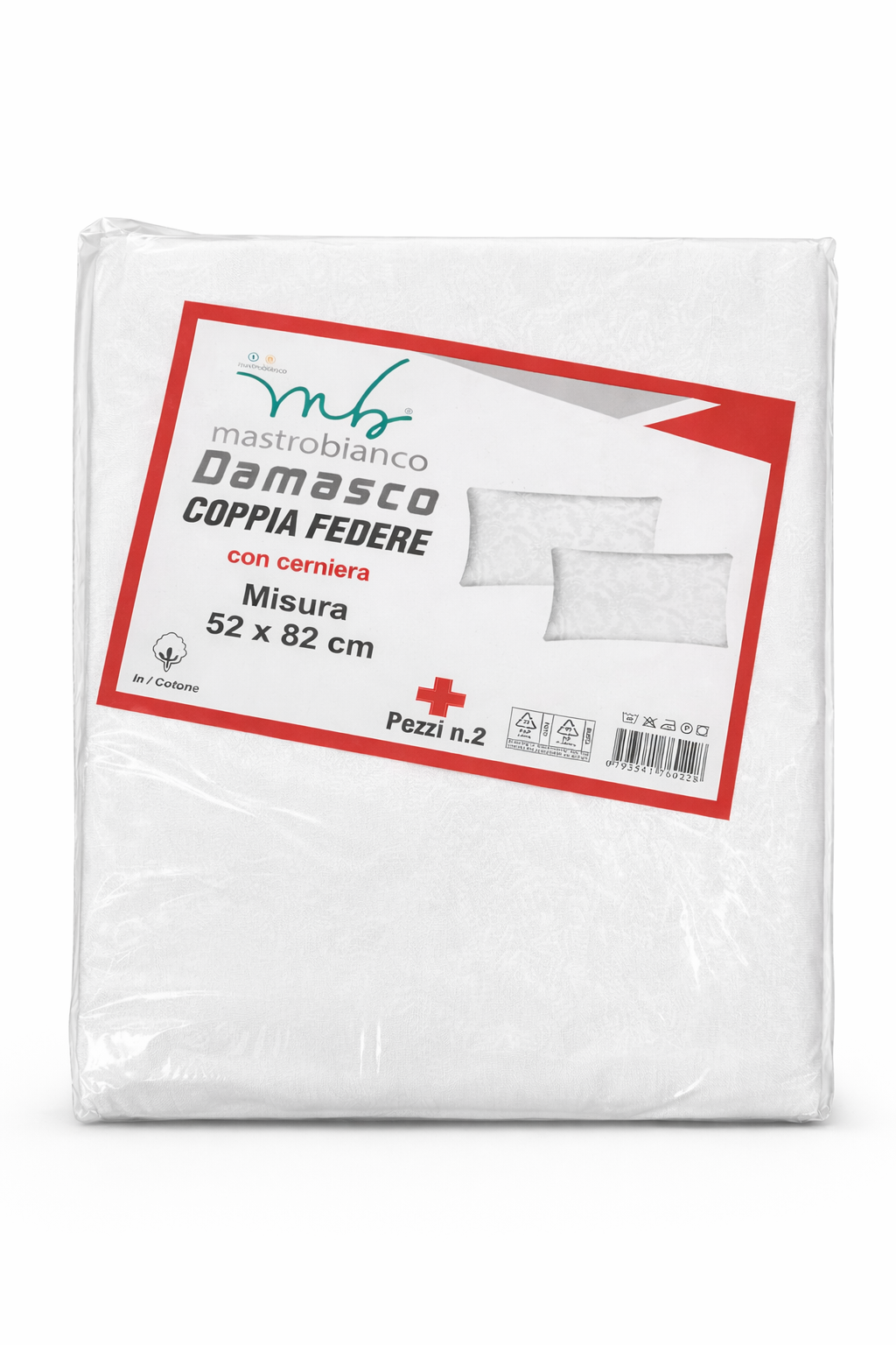 Coppia Federe in Cotone Mastro Bianco con Cerniera 52x82 cm – Bianche, Morbide e Resistenti