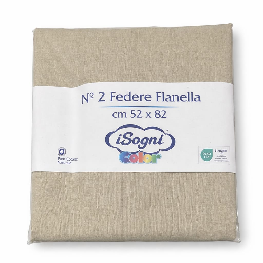 Coppia Federe in Flanella iSogni Color – 100% Cotone Naturale, 52x82 cm, Morbide e Calde