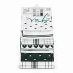 Set Strofinacci Cucina Mastro Bianco in Cotone – Fantasia Cuori Verde Elegante (6 pezzi) 100% Cotone