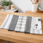 Set Strofinacci Cucina Mastro Bianco in Cotone – Fantasia Grigio Moderno (6 pezzi)
