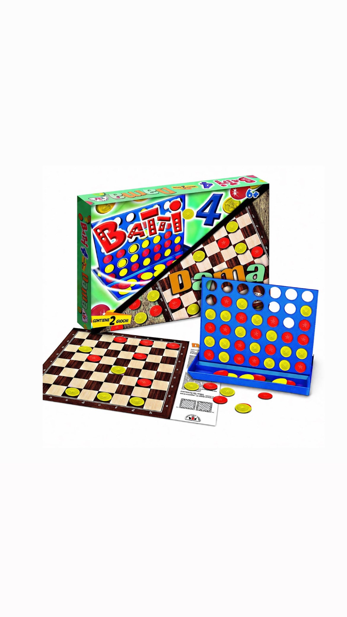 Batti 4 + Dama – Set 2 Giochi Classici in Scatola (6+)