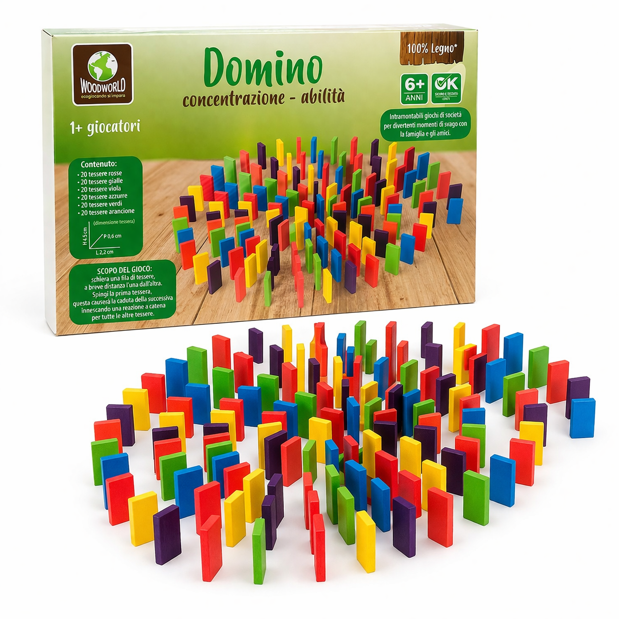 Domino in Legno Colorato – Gioco di Abilità e Concentrazione per Tutta la Famiglia