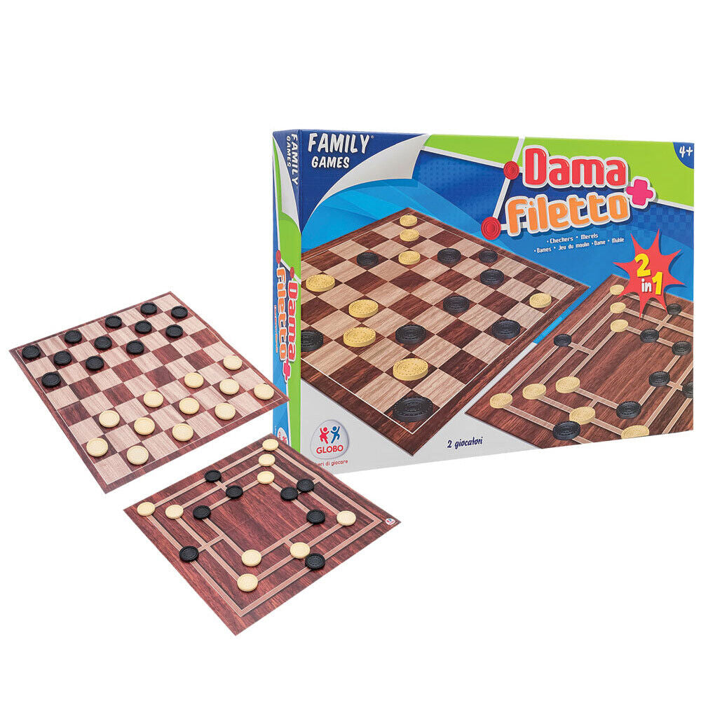 Dama + Filetto 2 in 1 – Gioco da Tavolo Classico per Famiglia