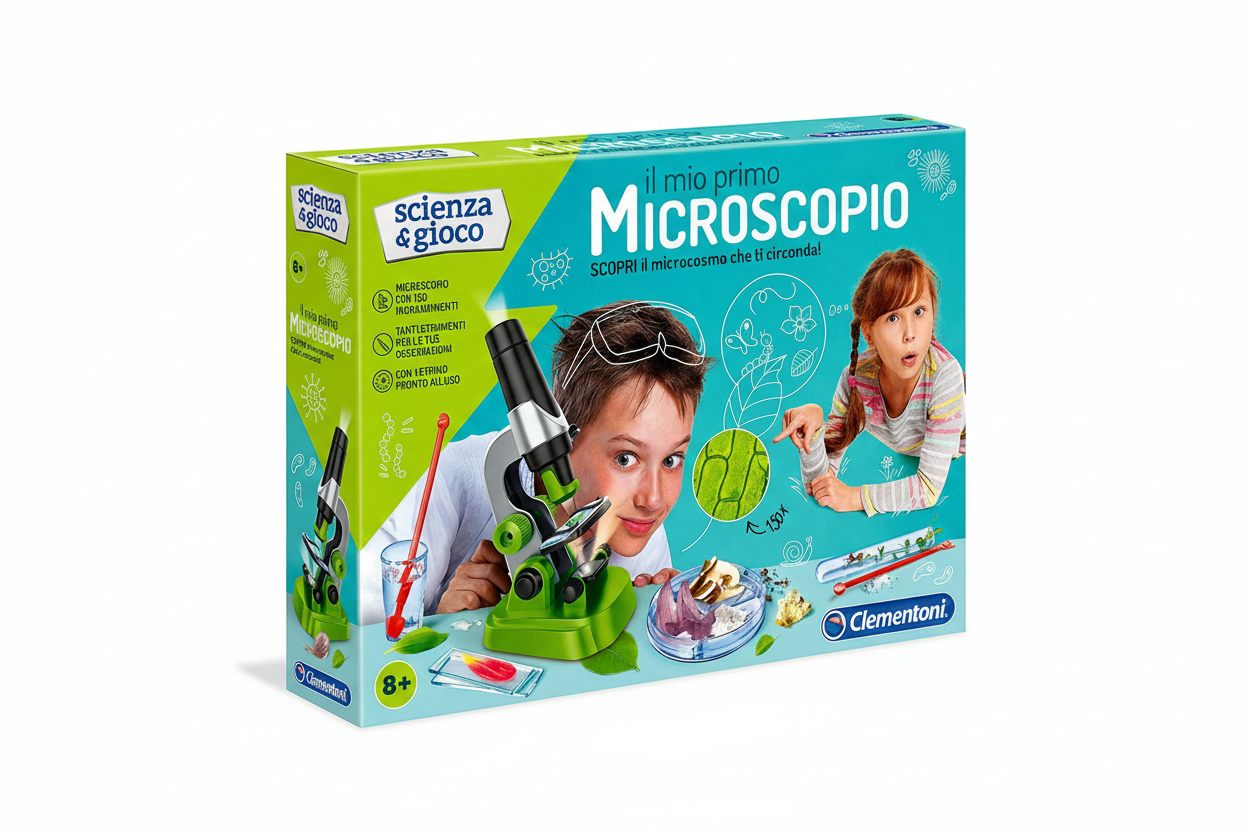 Il Mio Primo Microscopio – Kit Scientifico per Bambini con Accessori (150x) – Clementoni Scienza & Gioco