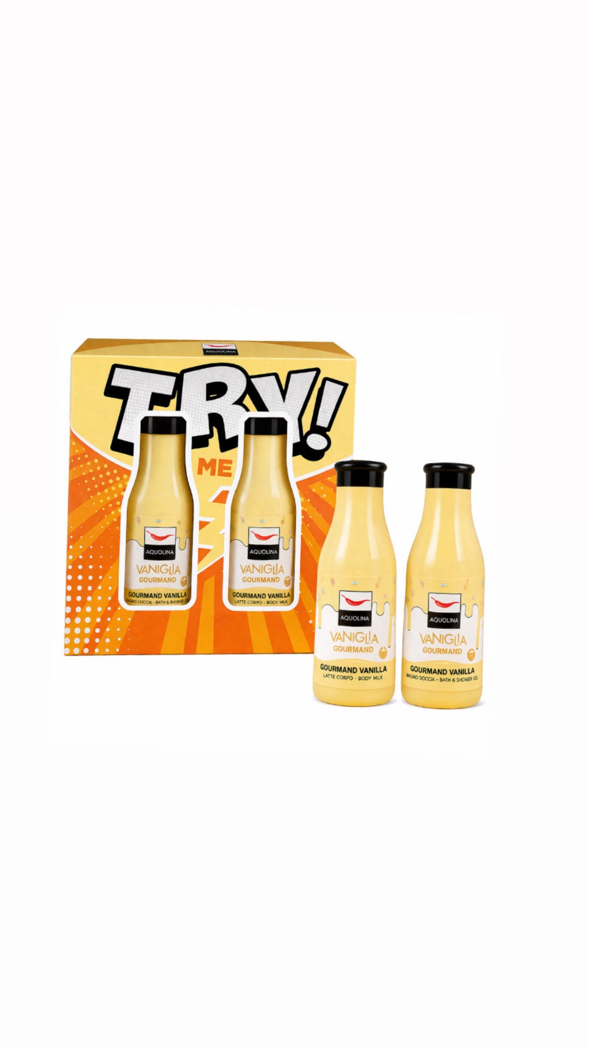 Set Corpo Vaniglia Gourmand Aquolina – Bagno Doccia + Latte Corpo – Idea Regalo Profumata